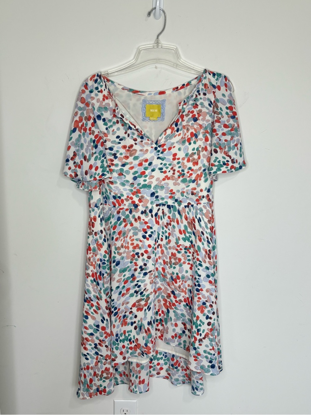 BN8 Maeve Flowy Dress Watercolor Print Chiffon Dress Women Medium Vacation Dress